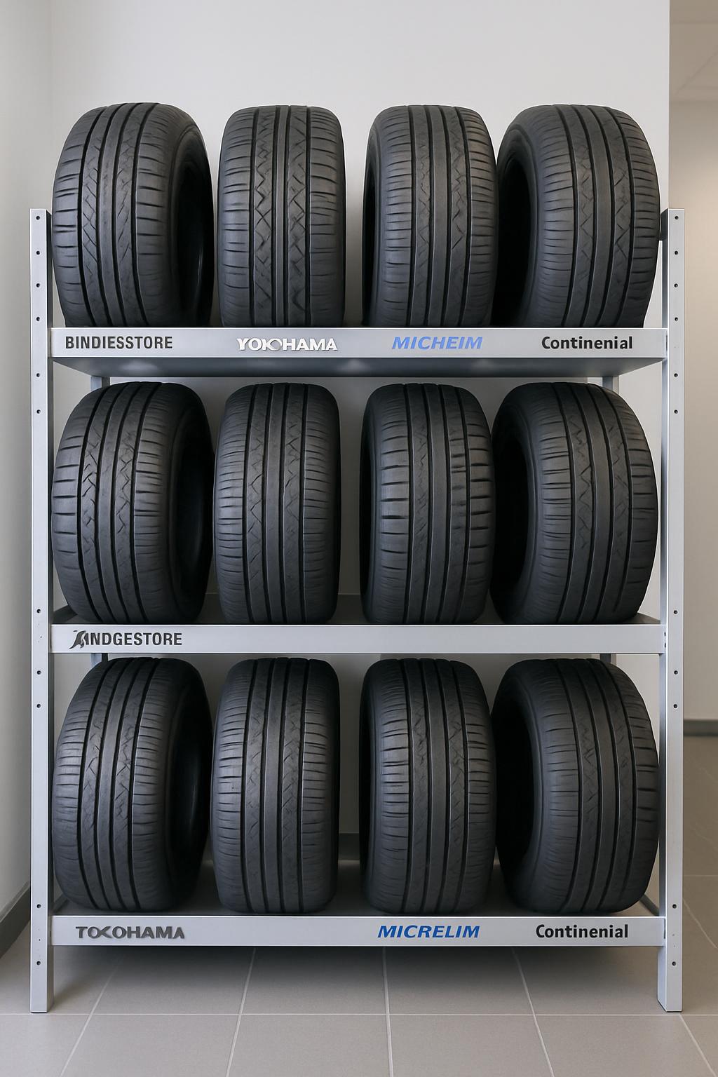 Unstockage de pneus dans un magasin de l'industrie automobile.